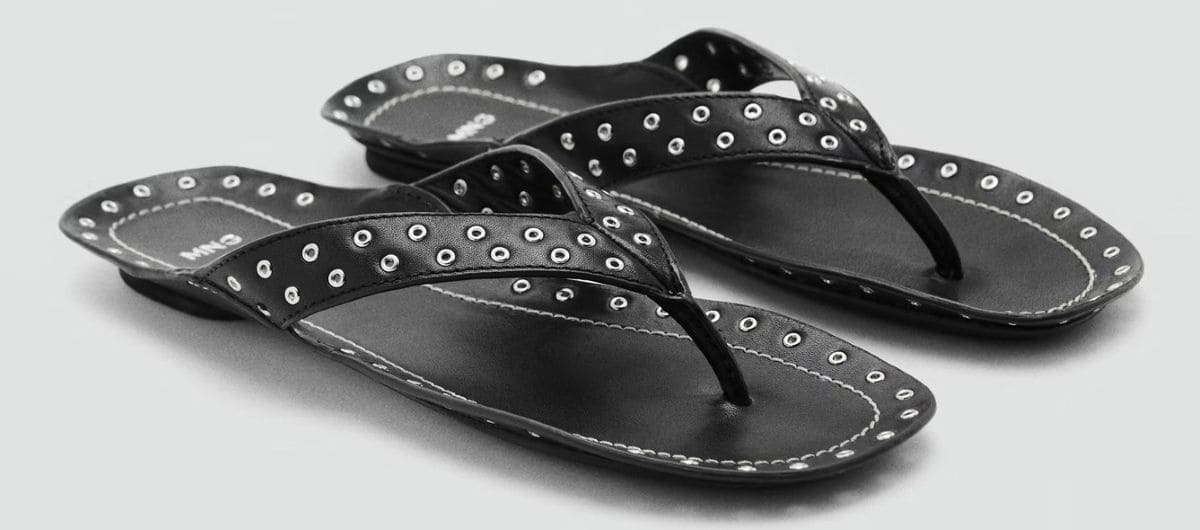 Sandalia piel eyelets de Mango