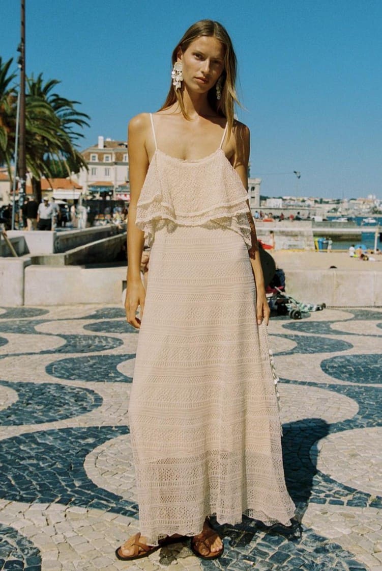 Vestido Punto Pointelle Volantes