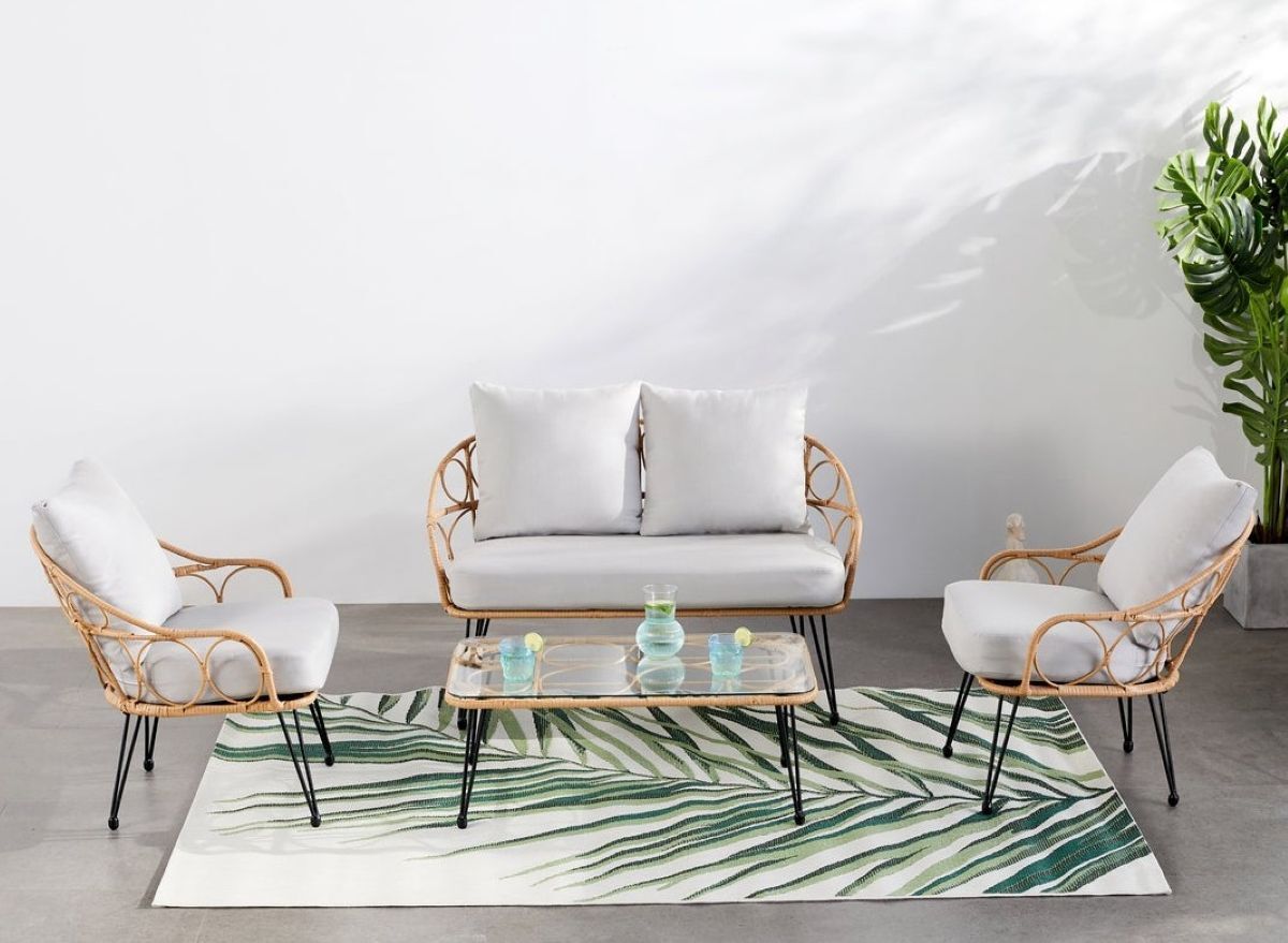 Conjunto de jardín de ratán resinado de 4 plazas PORTO de Leroy Merlin