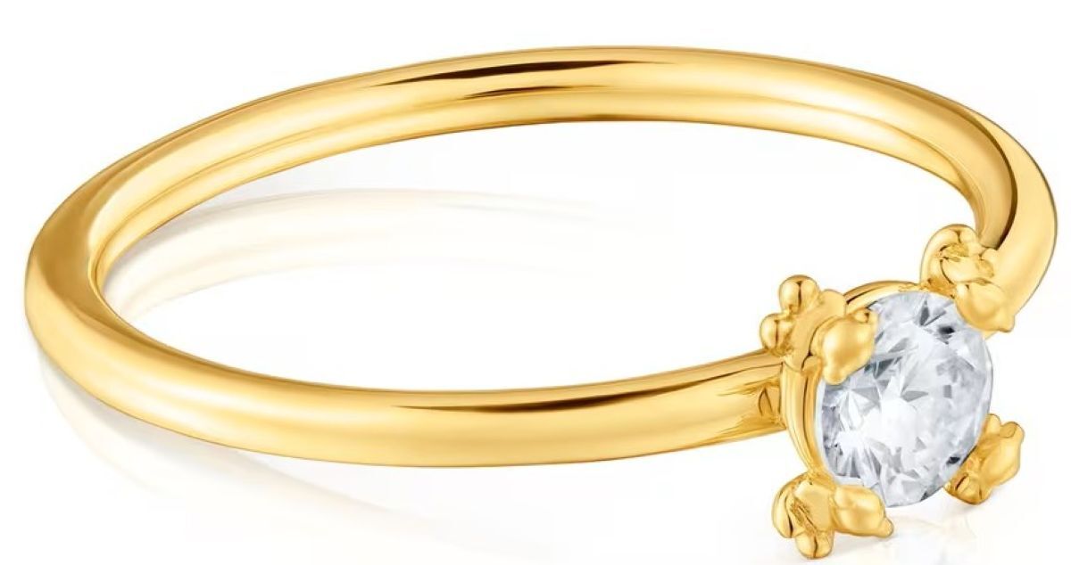 Anillo con baño de oro 18 kt sobre plata y diamante creado en laboratorio Color Pills de Tous