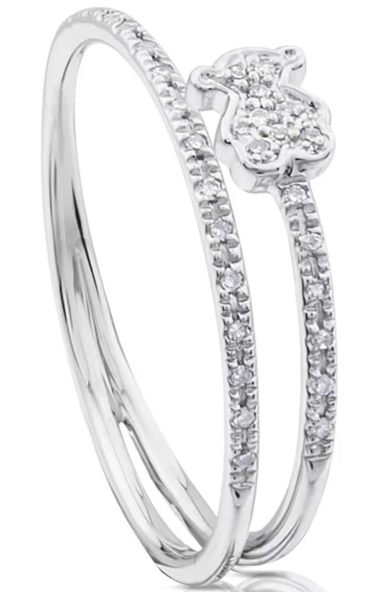 Anillo solitario de oro blanco con diamantes motivo oso Diamonds de Tous