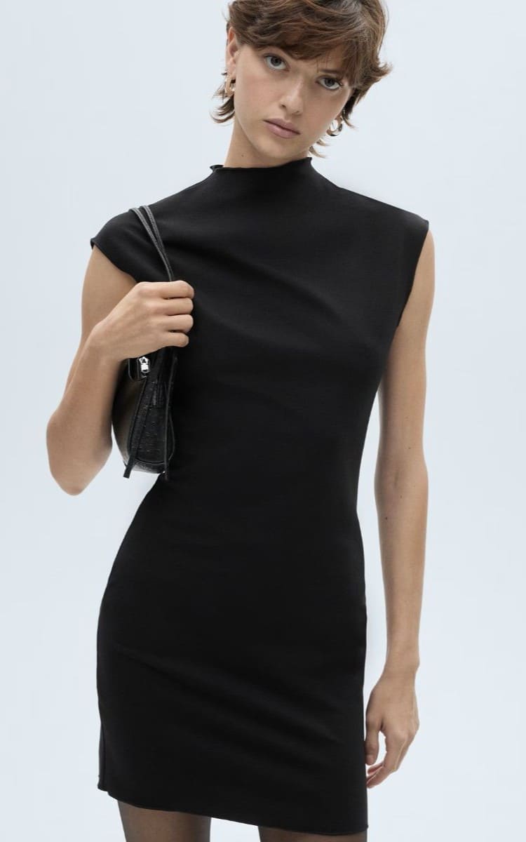 Vestido punto cuello perkins