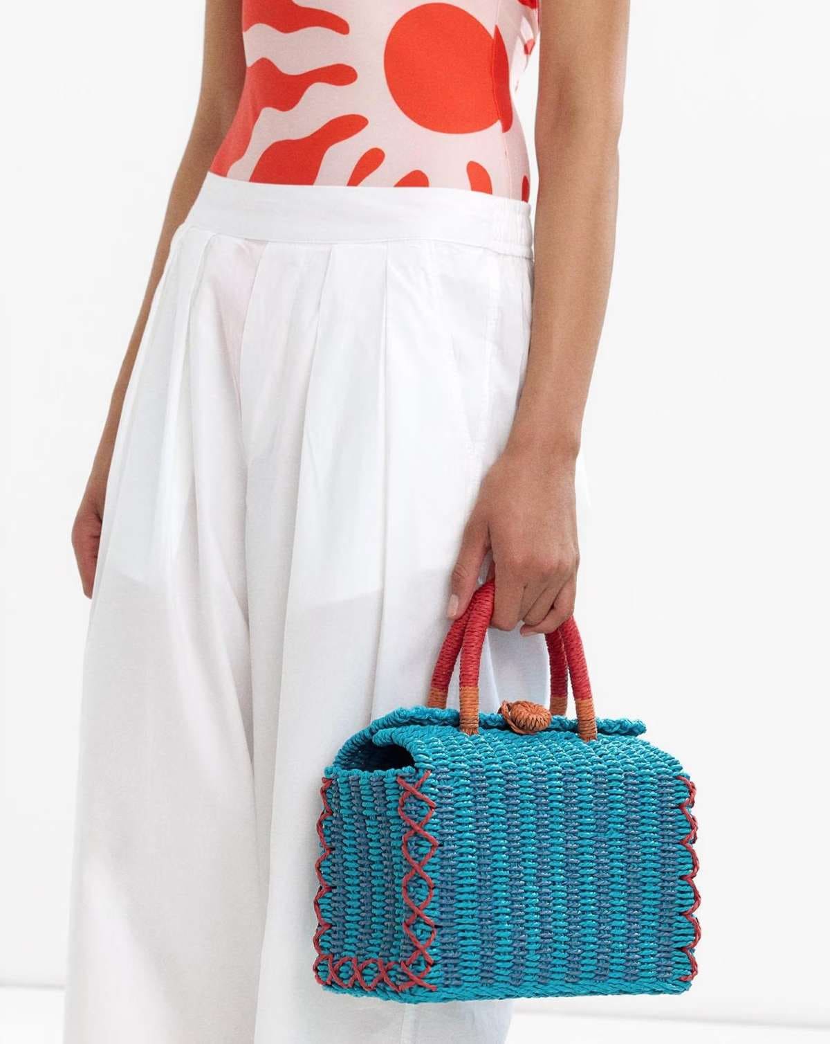 Parfois bolso de mano estilo tote rectangular efecto rafia en liso