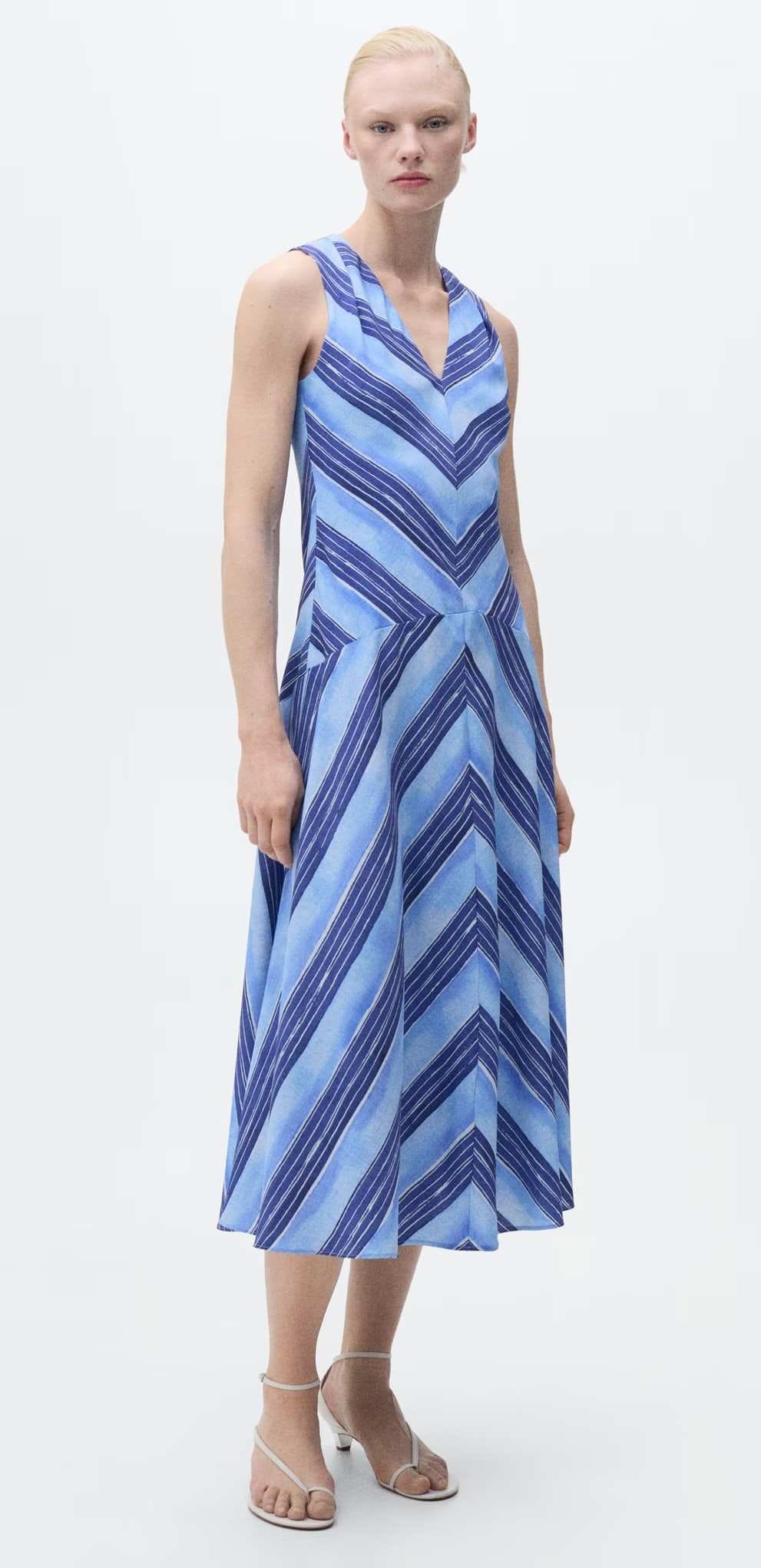 Vestido rayas evasé de Mango