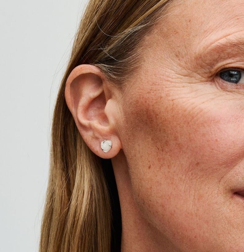 Pendientes de Botón Blanca Floreciendo de Pandora