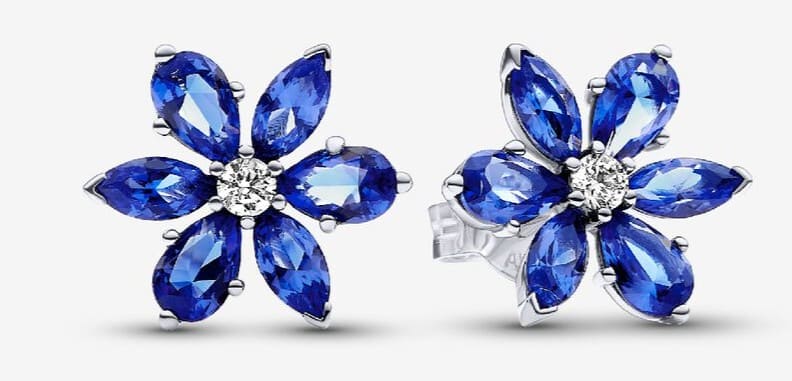 Pendientes de Botón Herbario Azul Brillante de Pandora