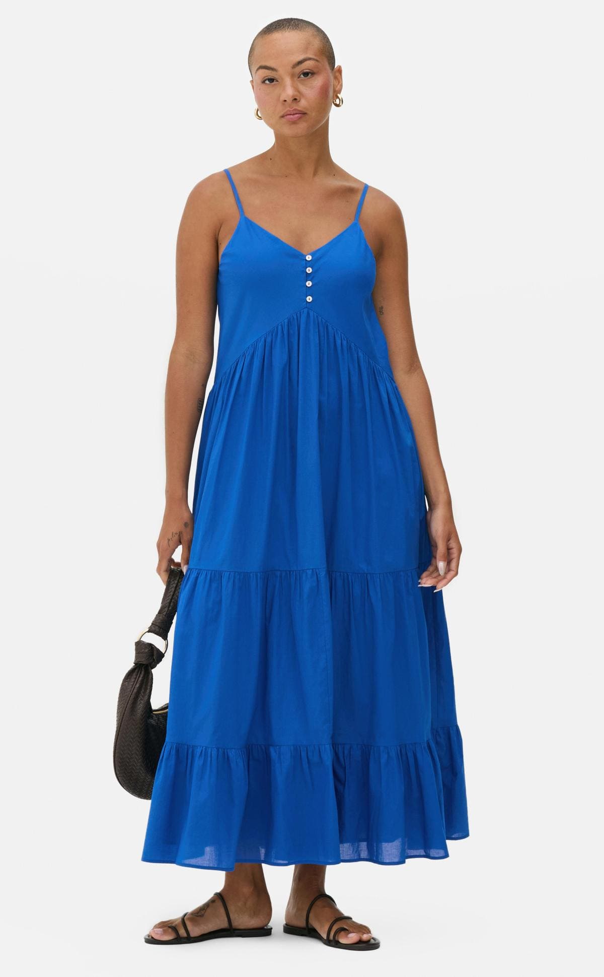 Vestido midi de tirantes con botones delanteros de Primark