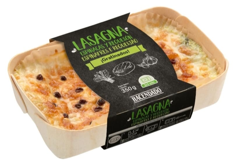 Lasaña de espinacas y requesón Hacendado