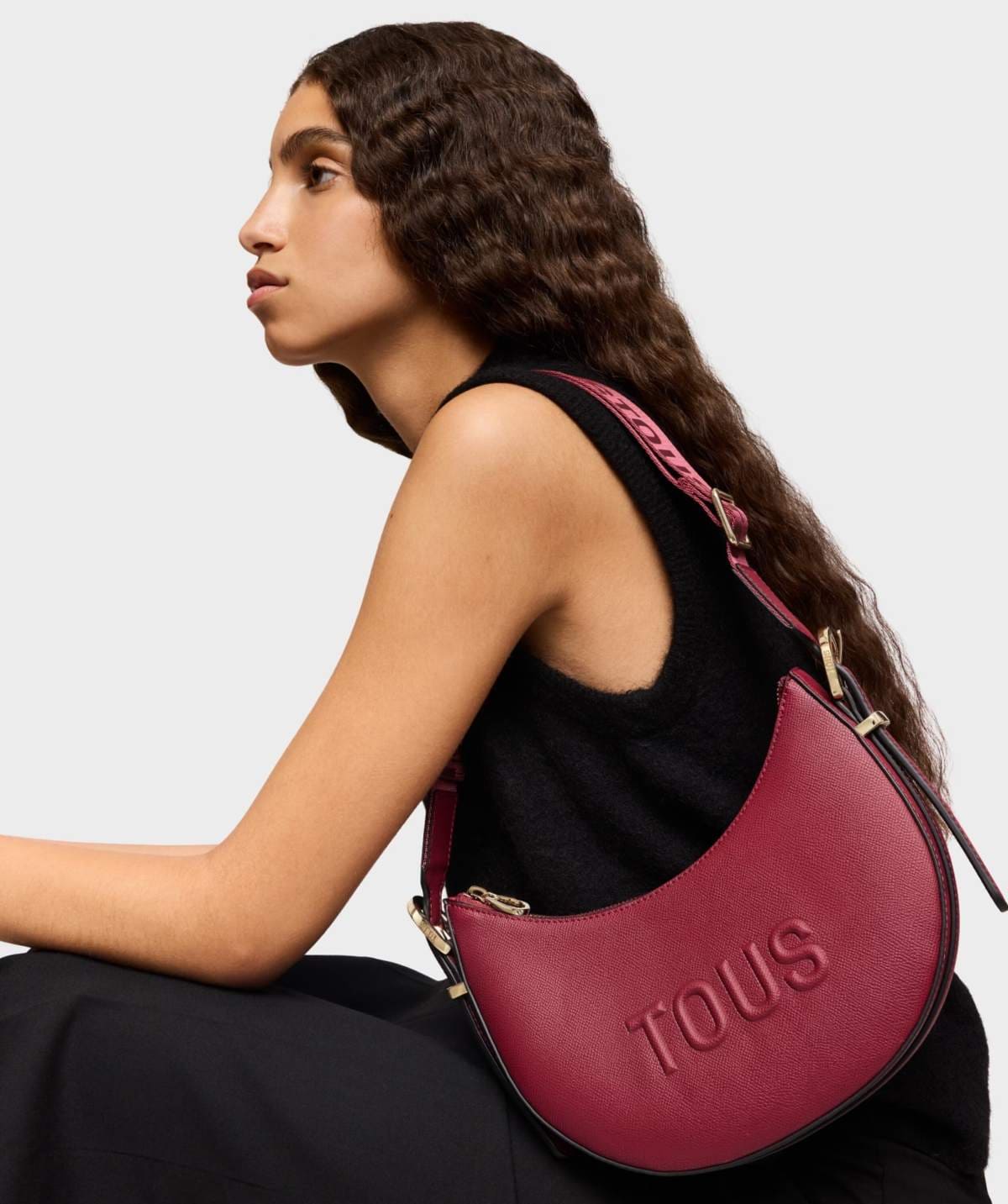 Bolso de hombro bandolera mediano granate TOUS Brenda