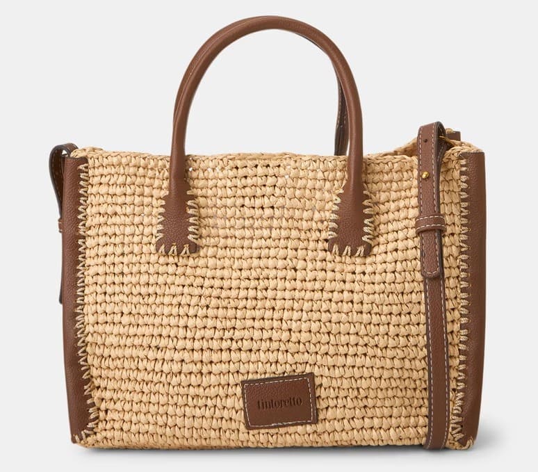 El bolso efecto rafia mini shopper en color beige de Tintoretto en El Corte Inglés