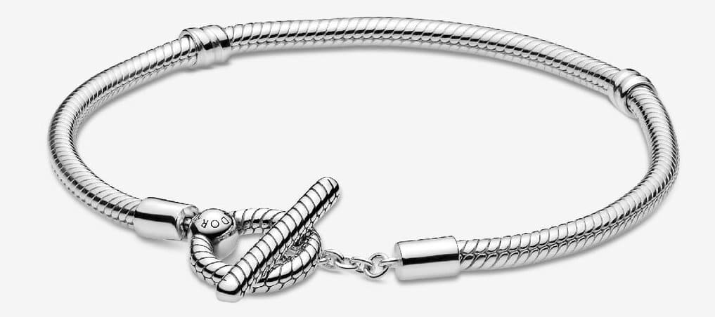 La pulsera Diseño Cadena de Serpiente Plata con Cierre en forma de T de Pandora