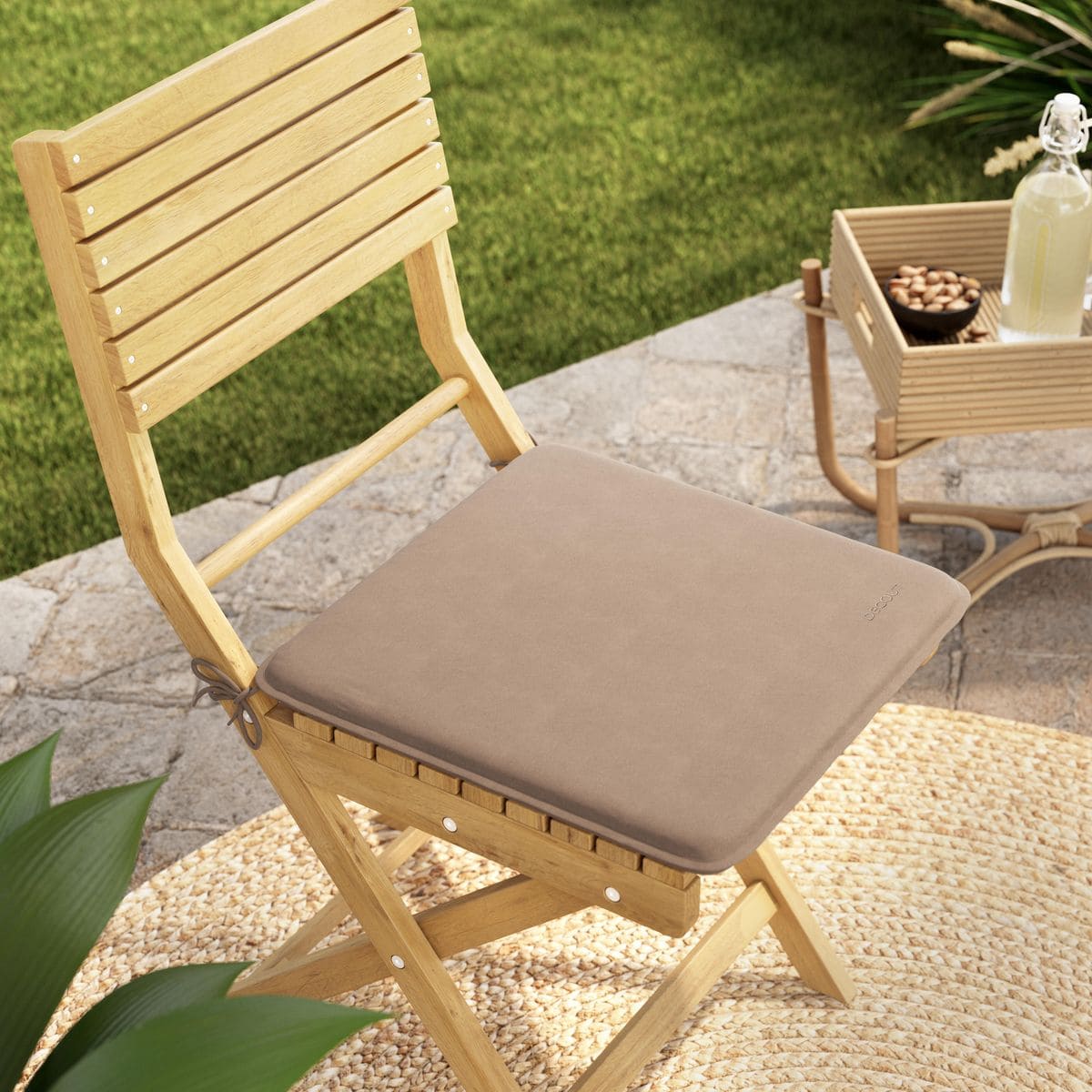 El cojín de silla liso en color beige de Leroy Merlin