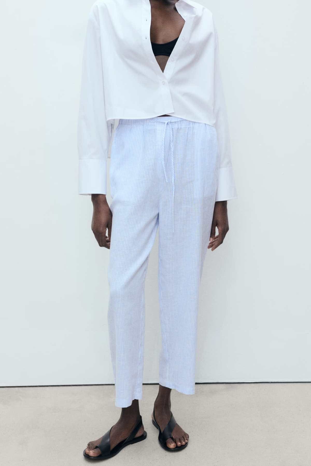 Pantalón recto lino de Mango