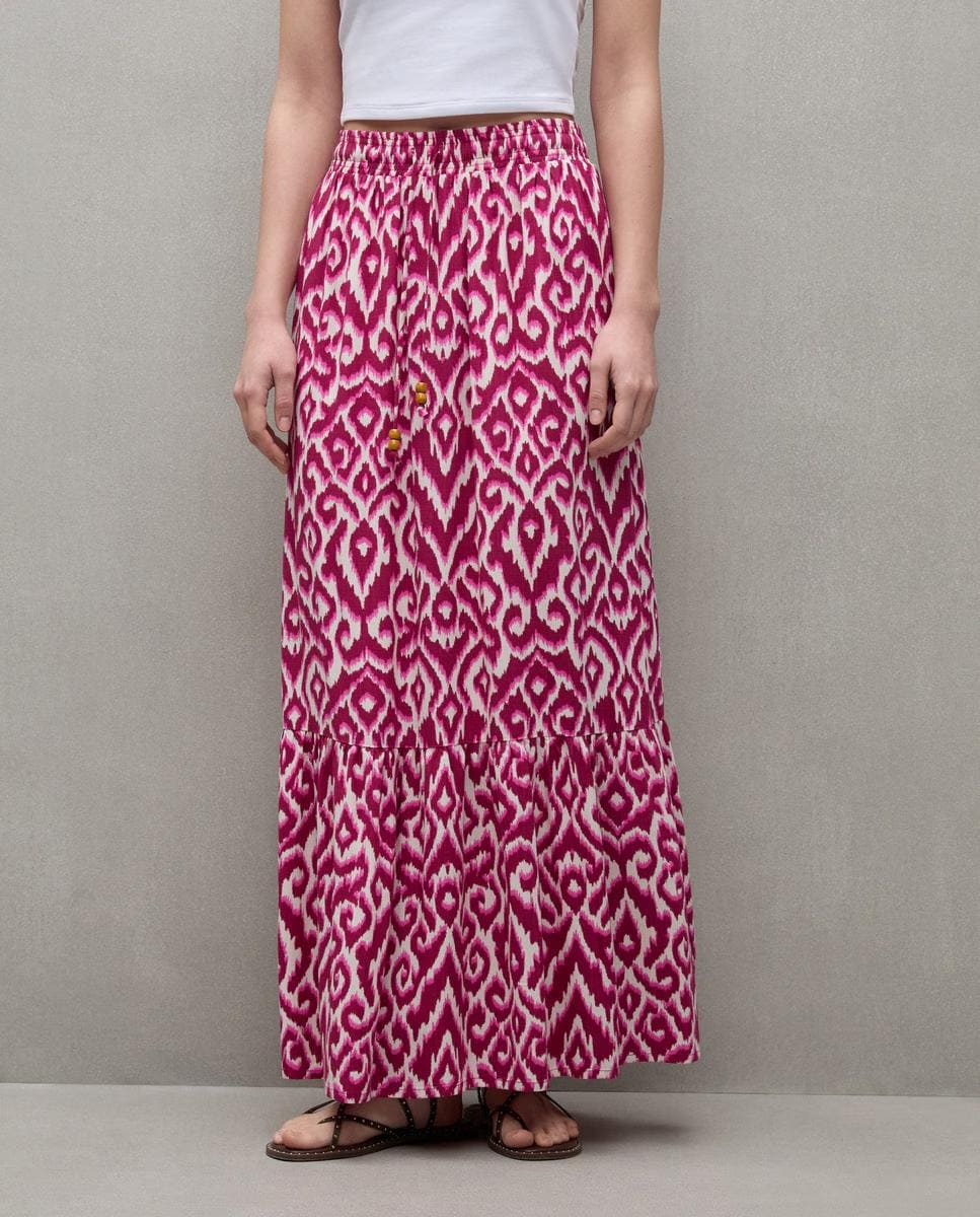 Falda larga con volante