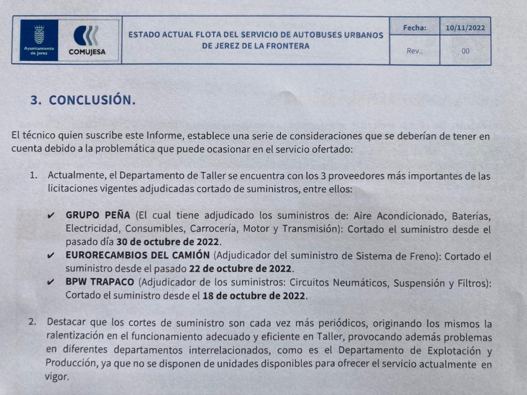 Informe técnico del Taller de Comujesa en 2022