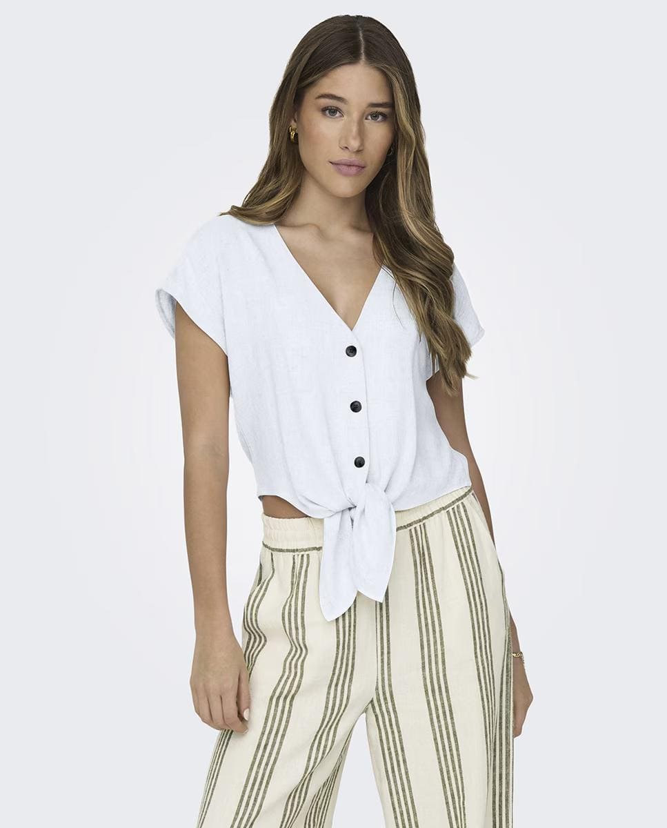 Blusa de lino con nudo, Only