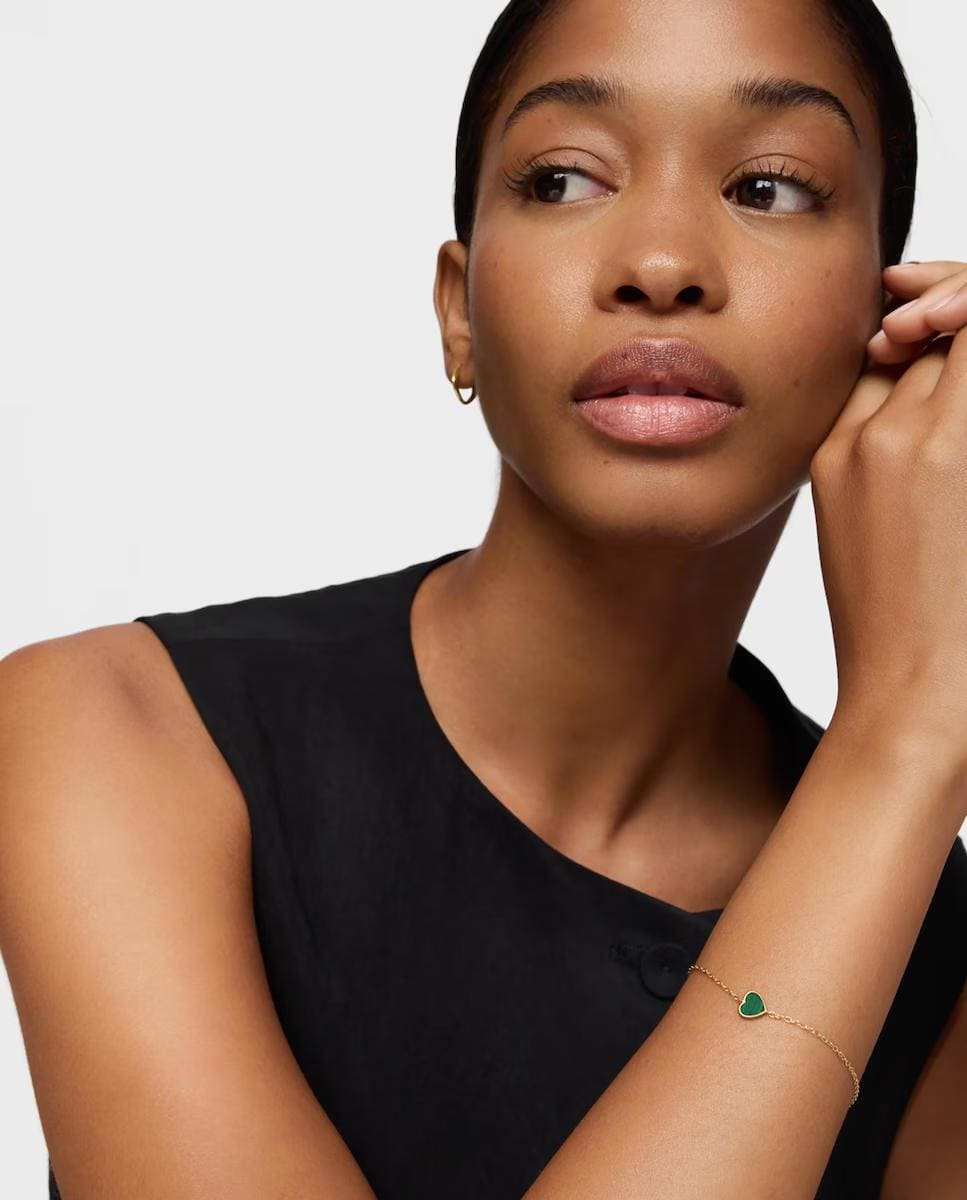 Pulsera XXS cadena de oro 14 kt y malaquita