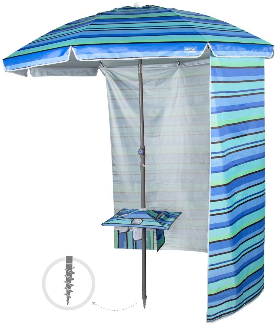 La sombrilla de playa grande inclinable con pared lateral y UV 50 de Aktive en Decathlon