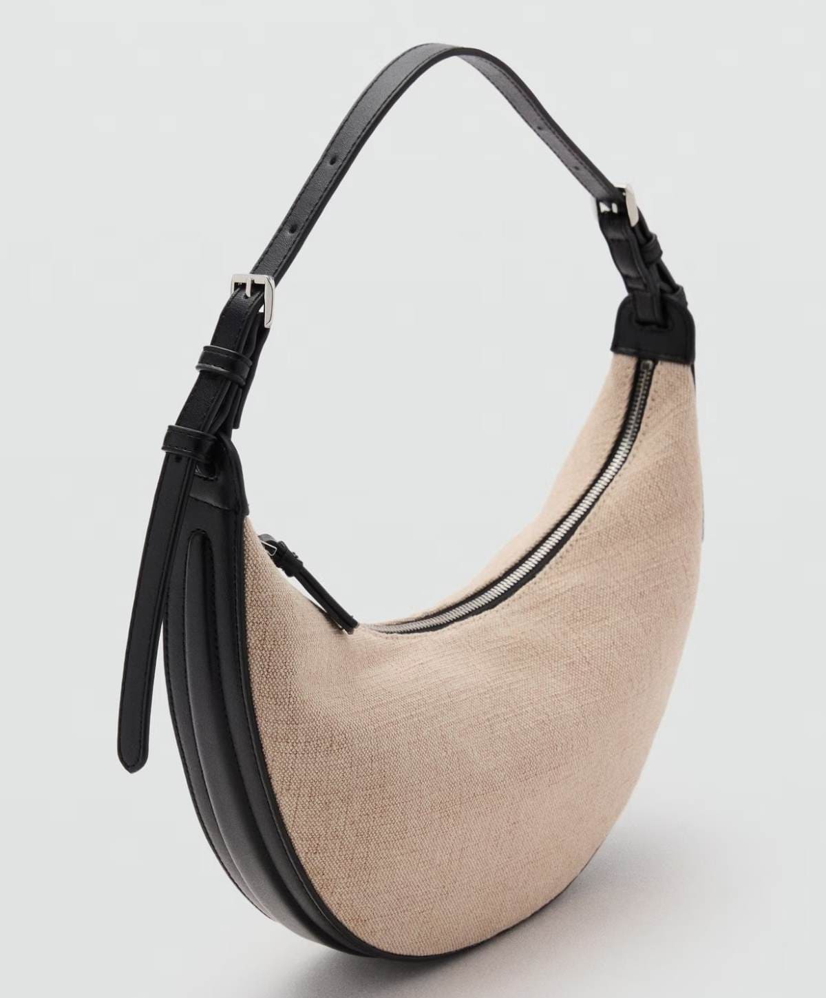 Bolso hombro mini mezcla lino ovalado de Mango