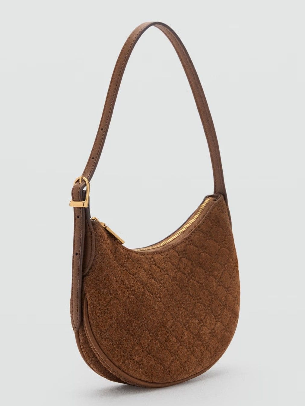 Bolso hombro serraje estampado logo de Mango