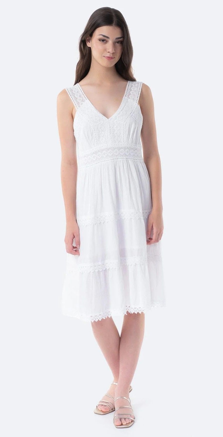 Vestido ibicenco midi, con tirantes de Mujer TEX de Carrefour