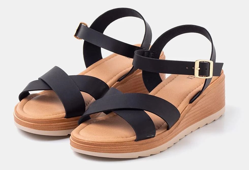 Las sandalias de cuña de tiras cruzadas para mujer TEX de Carrefour