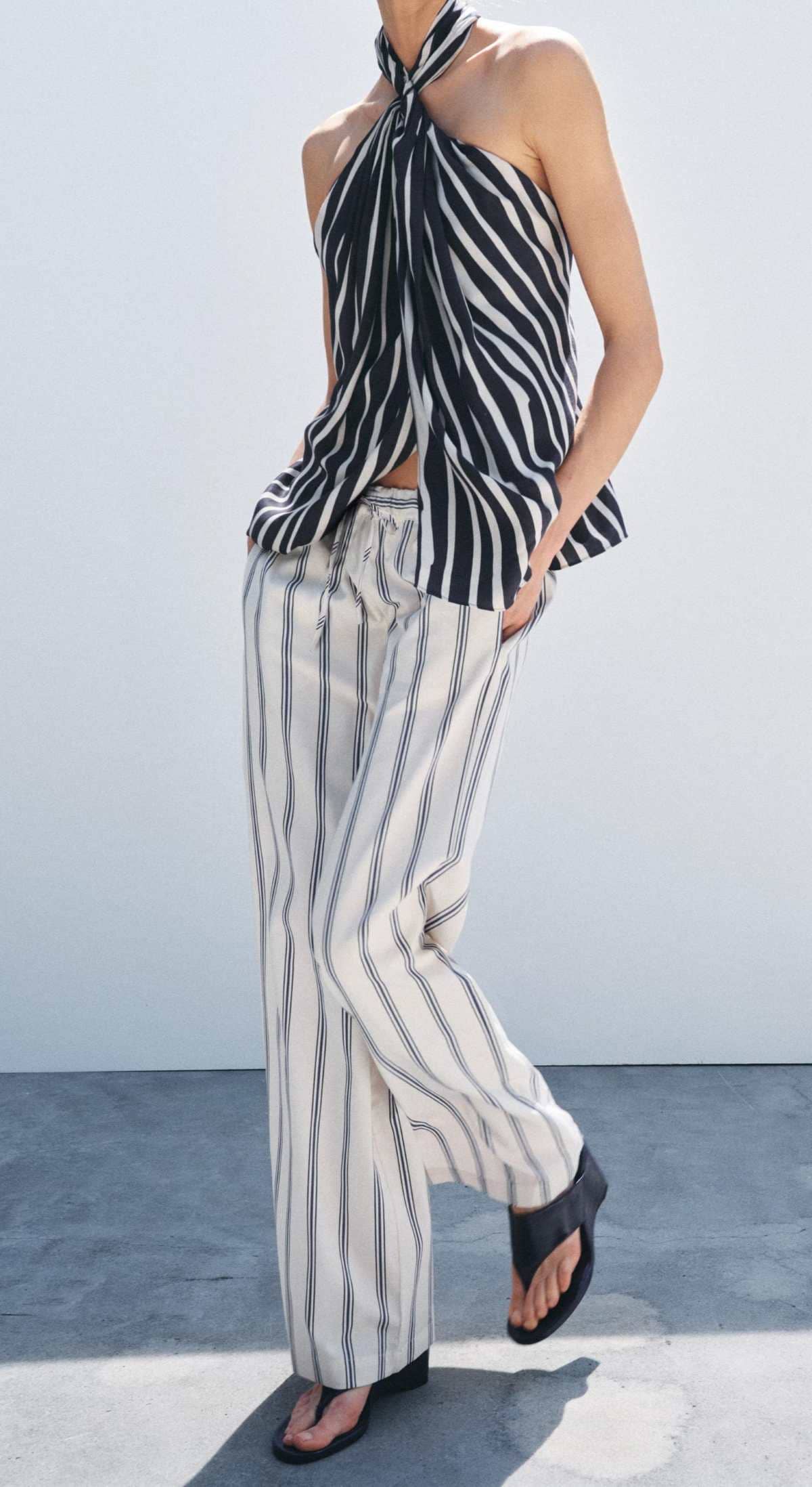 Pantalón palazzo rayas zw collection