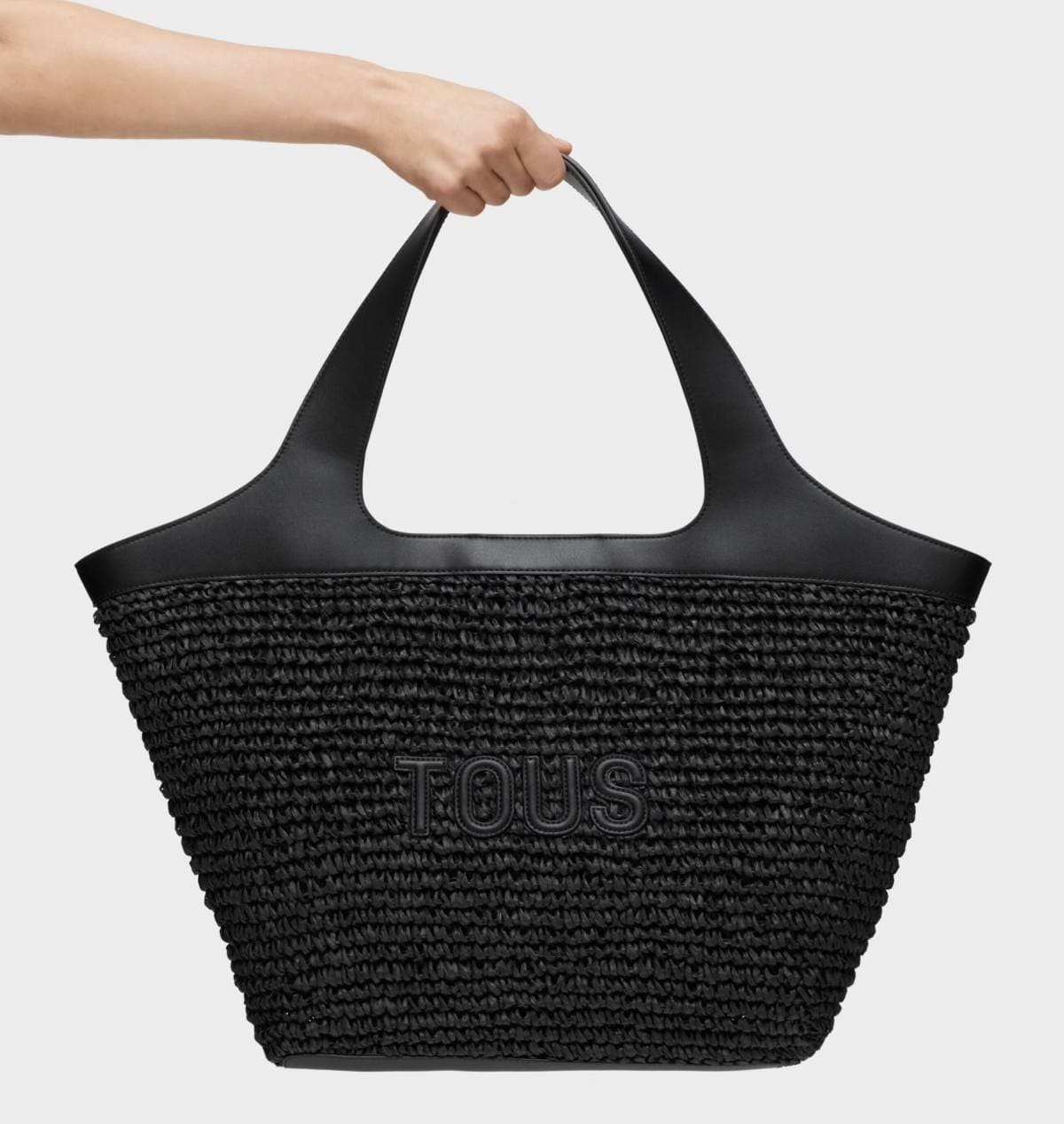 Capazo grande negro TOUS Lirio Rafia de TOUS