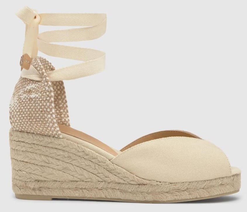 Sandalias de cuña Bilina estilo peep-toe en algodón orgánico