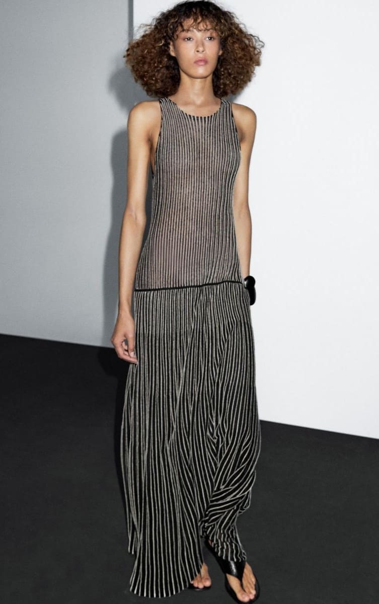 Vestido largo punto plisado