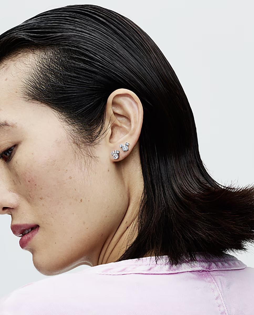 Pendientes de Botón Mickey y Minnie Mouse Brillantes de Disney