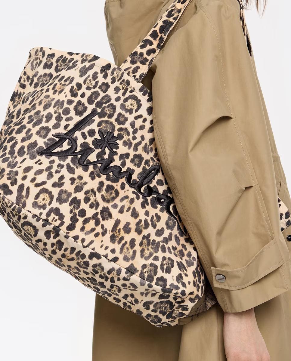 Bolso de hombro shopper XL con animal print