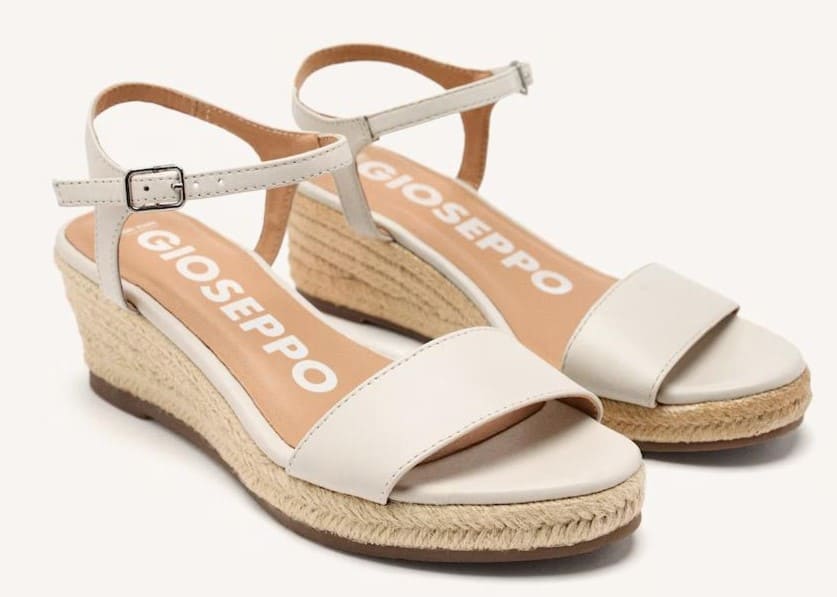 Sandalias de cuña con cierre de hebilla y plantilla de piel