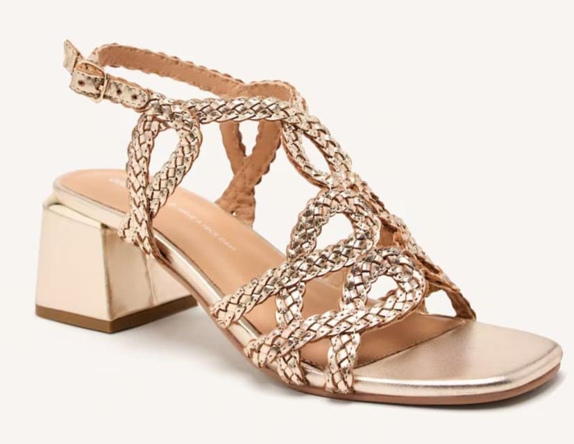 Sandalias de tacón de piel con trenzado y cierre ajustable