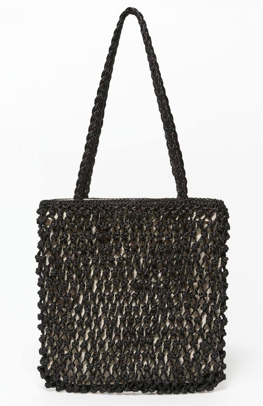 La bolsa rústica con nudos en color negro de Sfera