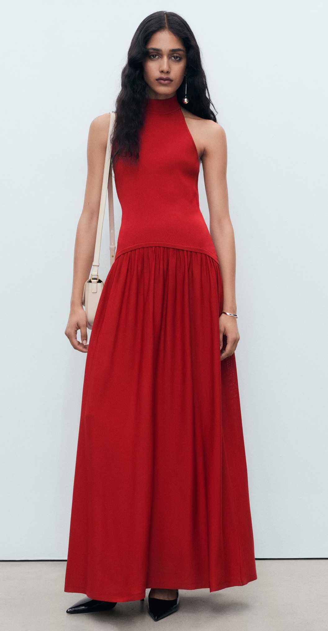 Vestido punto cuello halter de Mango