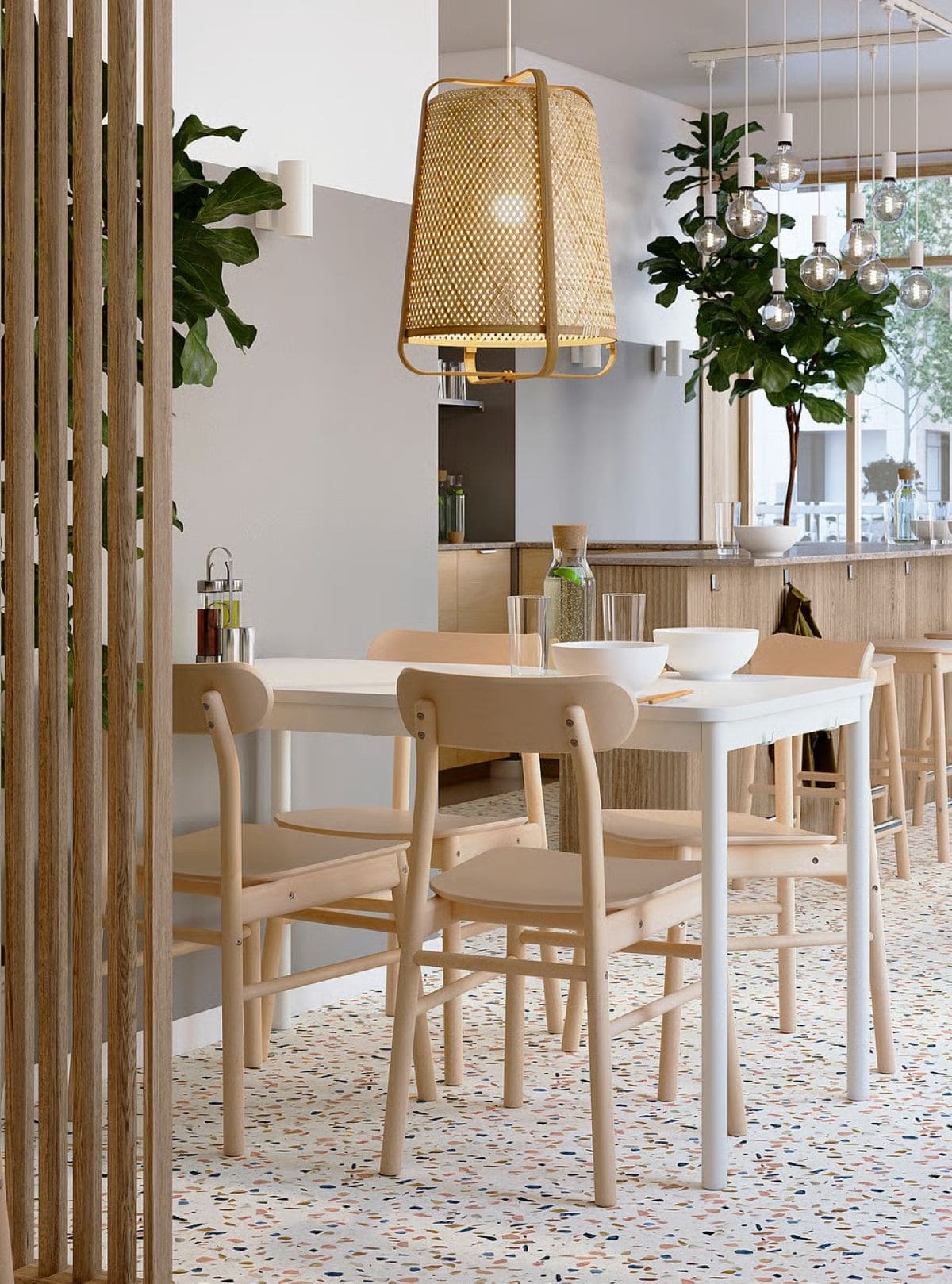 Lámpara de techo de bambú de la serie KNIXHULT de Ikea