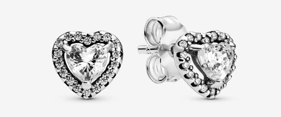 Pendientes de Botón Corazón Elevado de Pandora