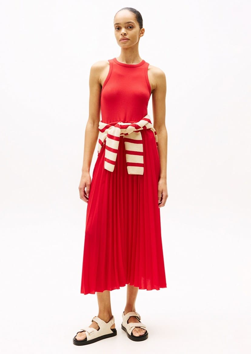 Vestido midi sin mangas plisado de Tommy Hilfiger