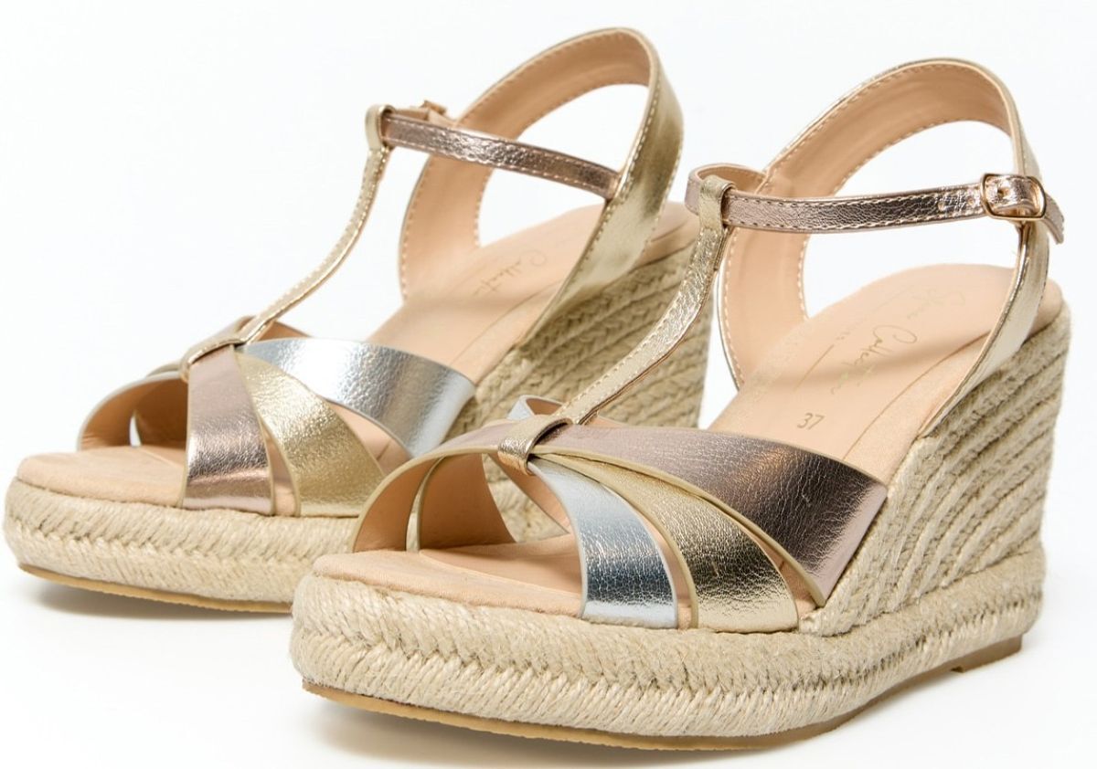 Sandalia esparteña combinada metalizada de Sfera