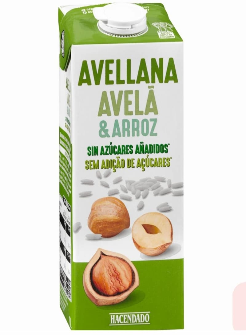 Bebida de avellana y arroz sin azúcares añadidos Hacendado