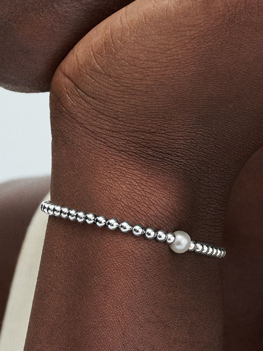 Pulsera de perlas cultivadas de agua dulce tratadas combinadas con esferas