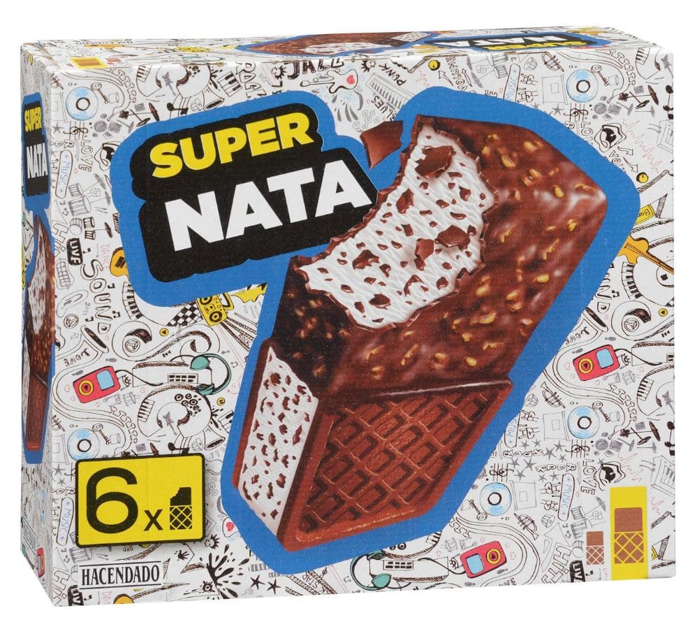Helado sándwich super nata Hacendado