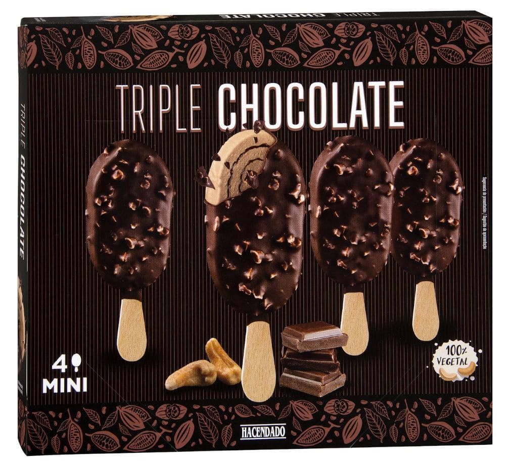Helado vegetal mini triple chocolate Hacendado