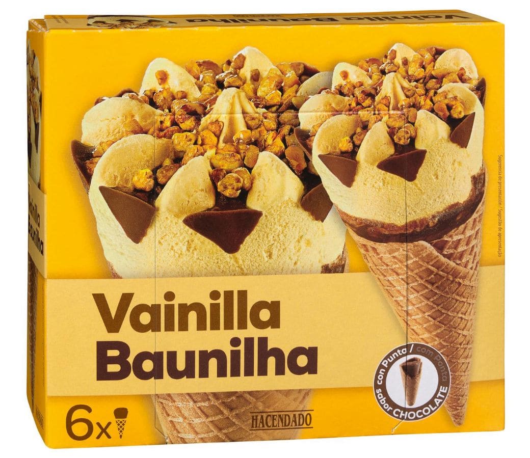 Helado cucurucho de vainilla Hacendado