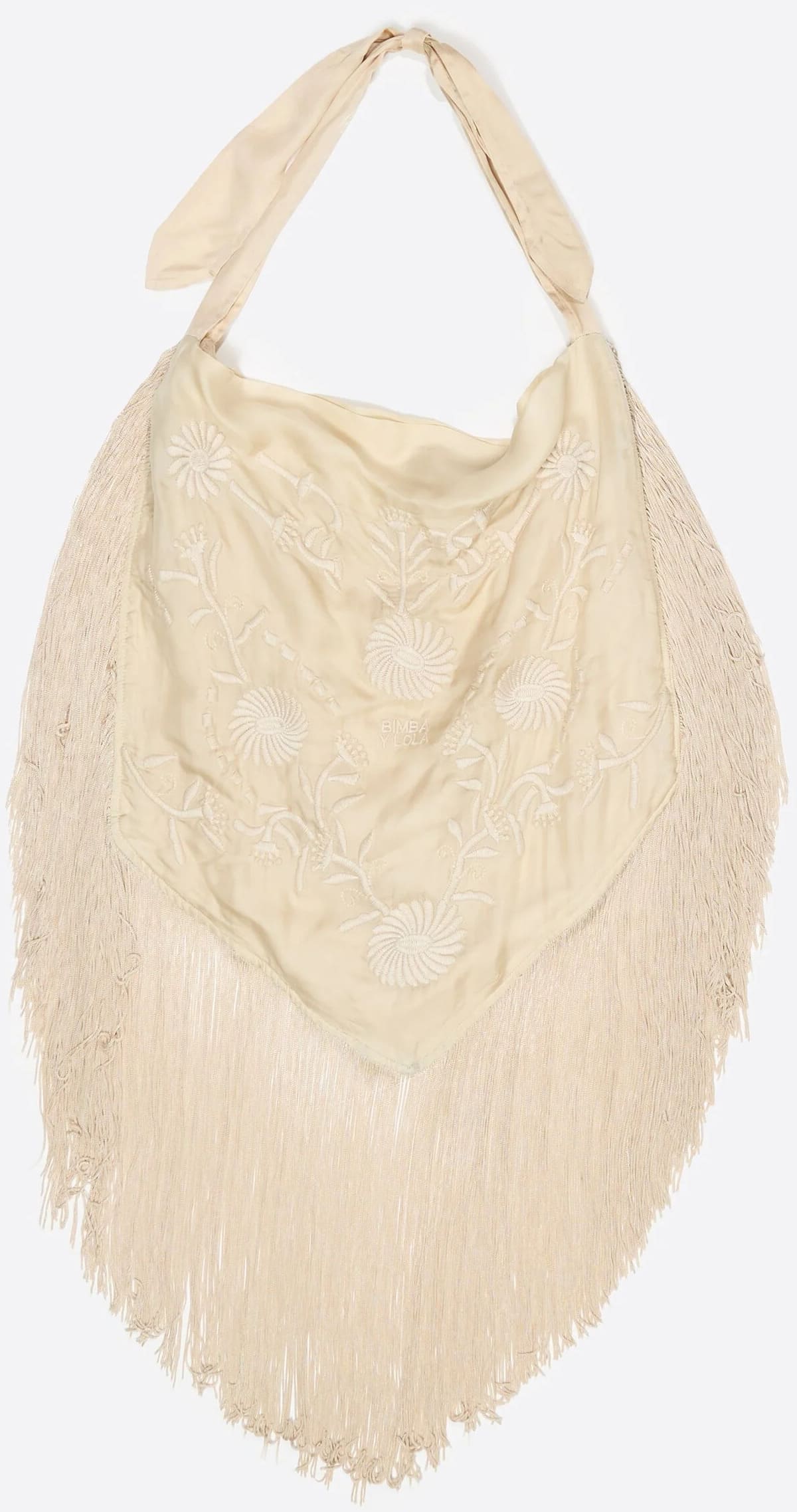 El nuevo bolso de hombro bordado con flecos en color piedra de Bimba y Lola