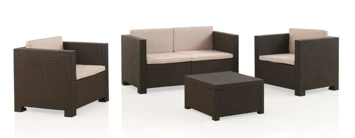 Conjunto de Jardín Sofá + 2 Sillones + Mesa de Centro, Diva Confort – Wengué de Carrefour