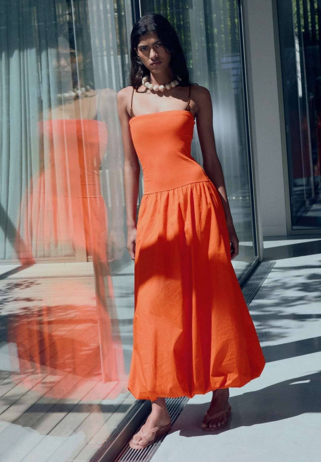 Vestido tejido combinado globo de Mango