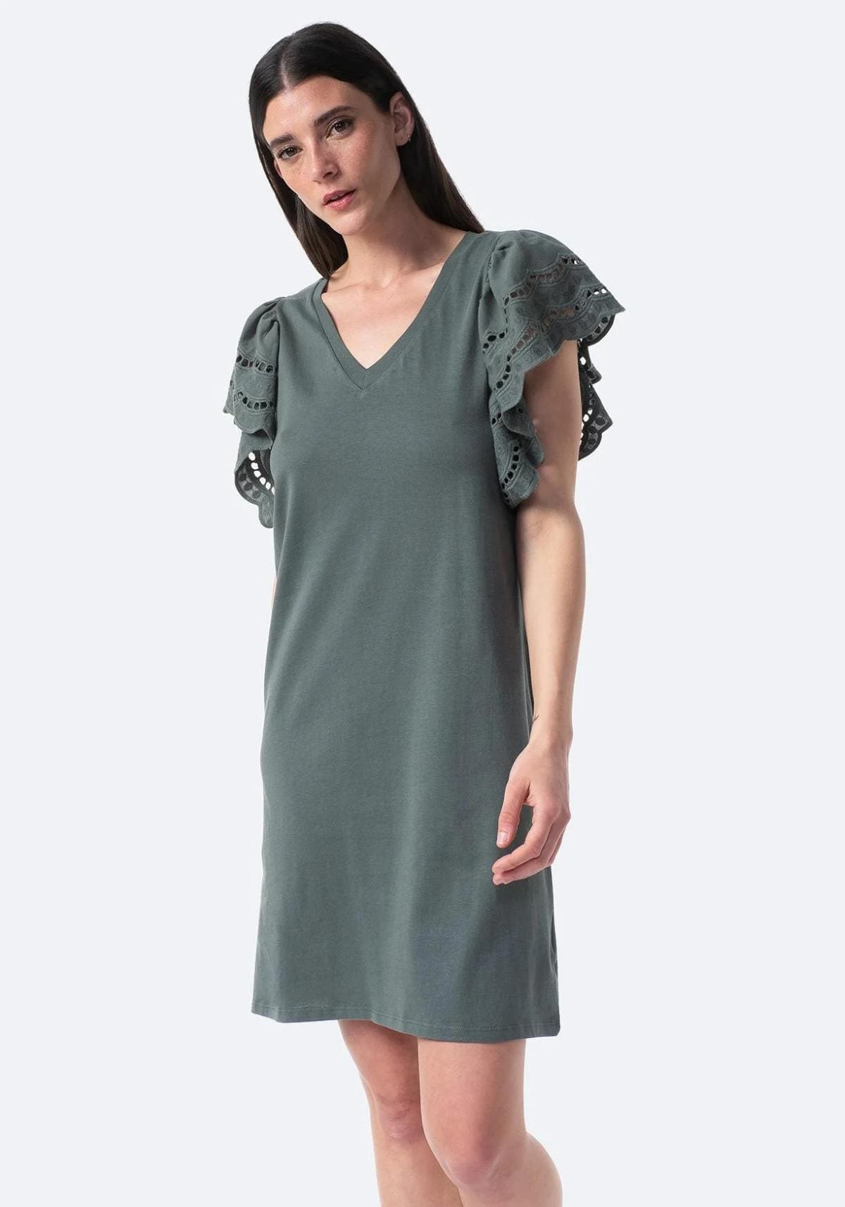 Vestido con manga de volante troquelado de Mujer TEX en Carrefour