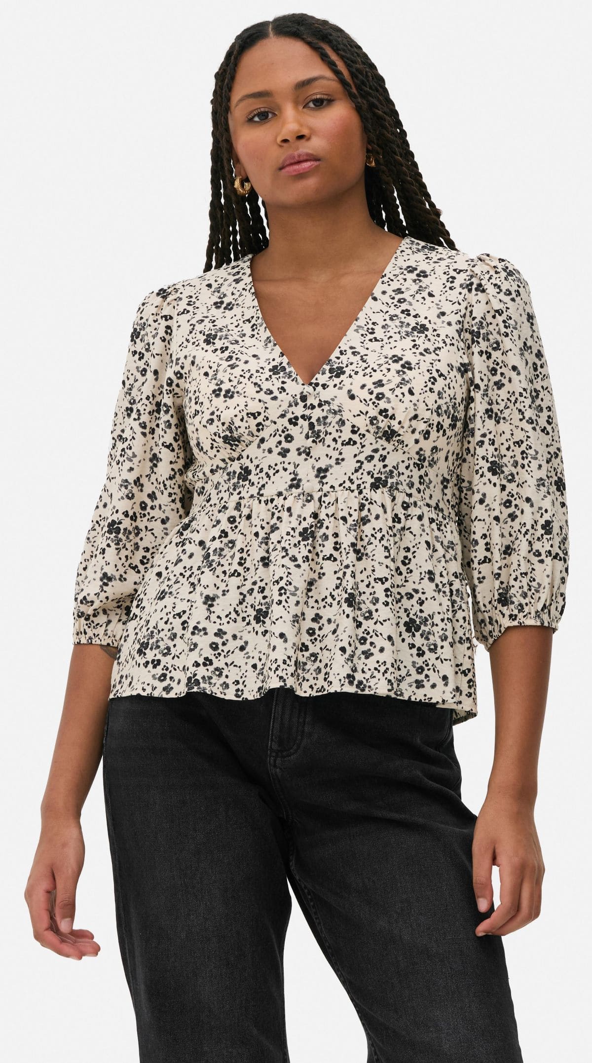 Blusa floral con cuello de pico de Primark